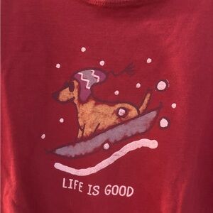 Life Is Good Red Dog Winter Tee